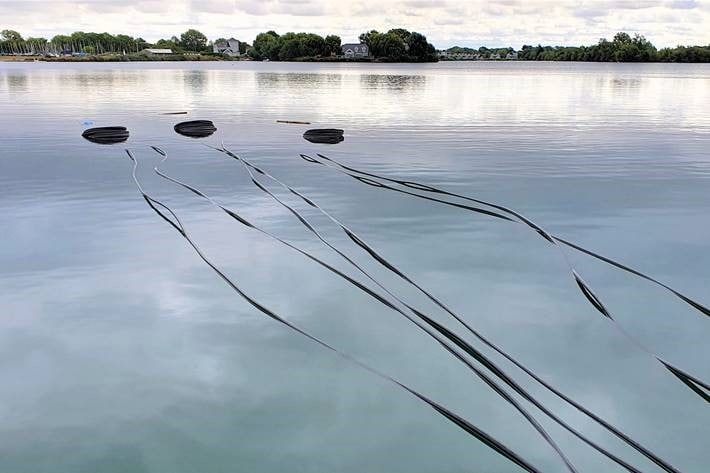 low maintenance closed loop design was specified using three pond mat collectors
