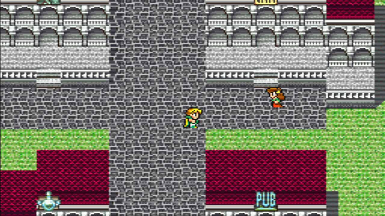 Albert from Romancing SaGa exploring the town of North Estamir