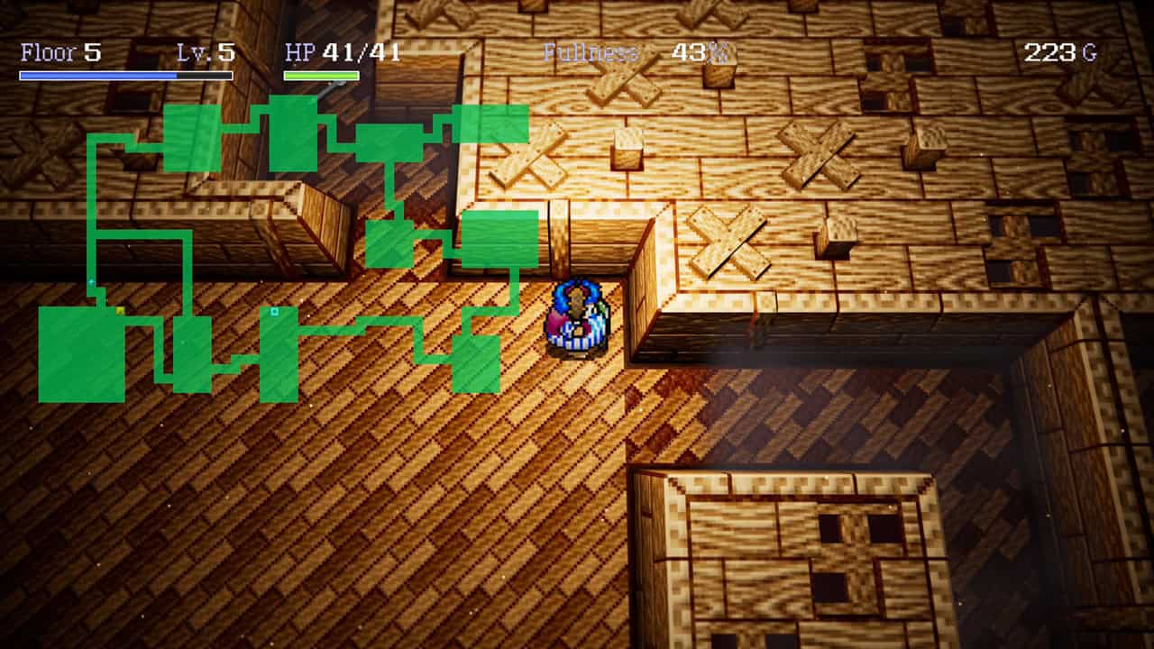 Torneko in a dungeon made of wood
