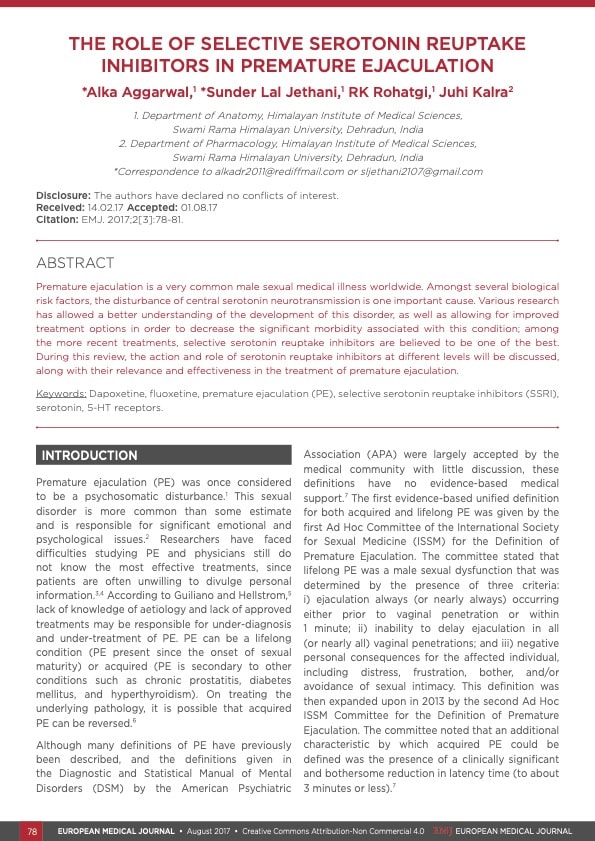The-Role-of-Selective-Serotonin-Reuptake-Inhibitors-in-Premature-Ejaculation The Role of Selective Serotonin Reuptake Inhibitors in Premature Ejaculation