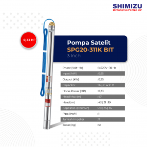Spesifikasi Pompa Submersible SHIMIZU SPG20-311K BIT