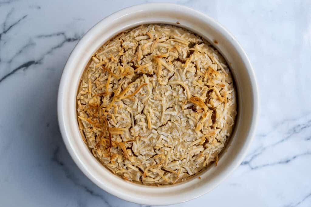 coconut and chocolate baked oats