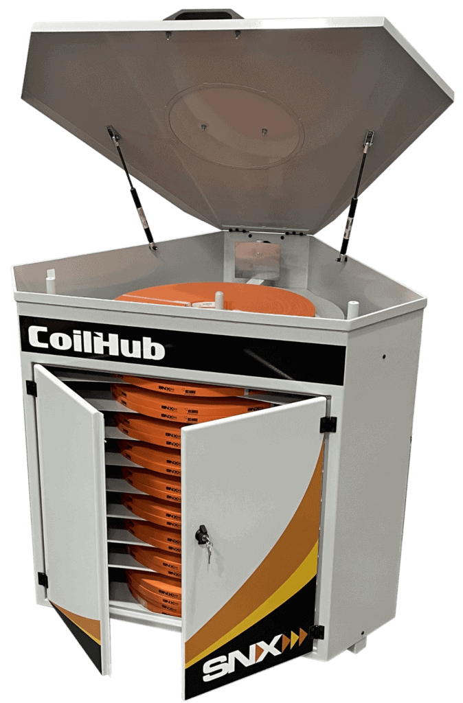 High-tech industrial turntable with protective lid, designed for precision manufacturing applications.