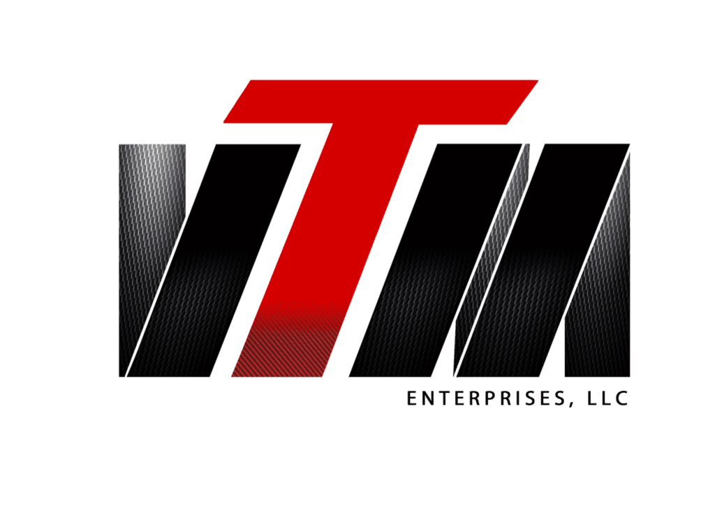 High-tech TTI Enterprises logo with carbon fiber texture, red and black design, digital branding for tech solutions.