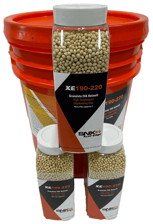 Granulate EVA hot melt glue for industrial bonding and edge banding applications.