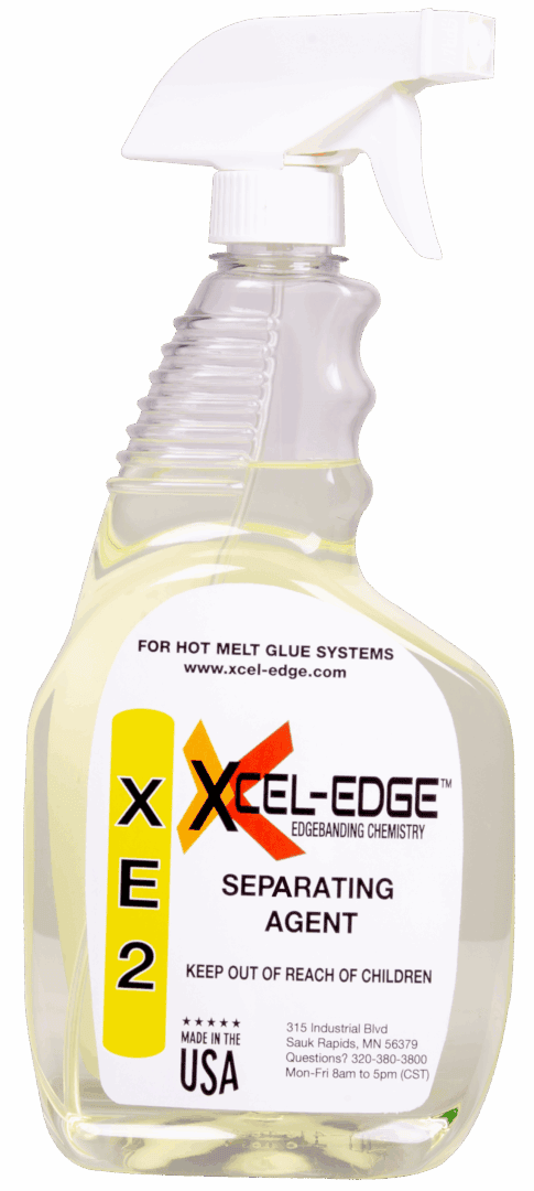 Xcel-Edge separating agent spray for industrial hot melt glue systems.