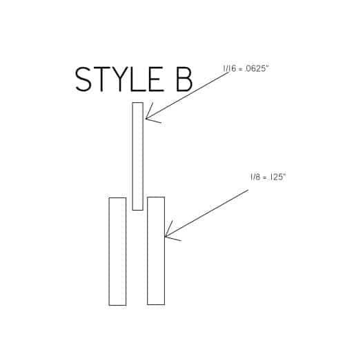 High-precision technical drawing of Style B component with detailed measurements for manufacturing.