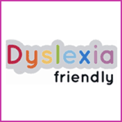 Dyslexia friendly celebrant logo with colourful text and friendly design.