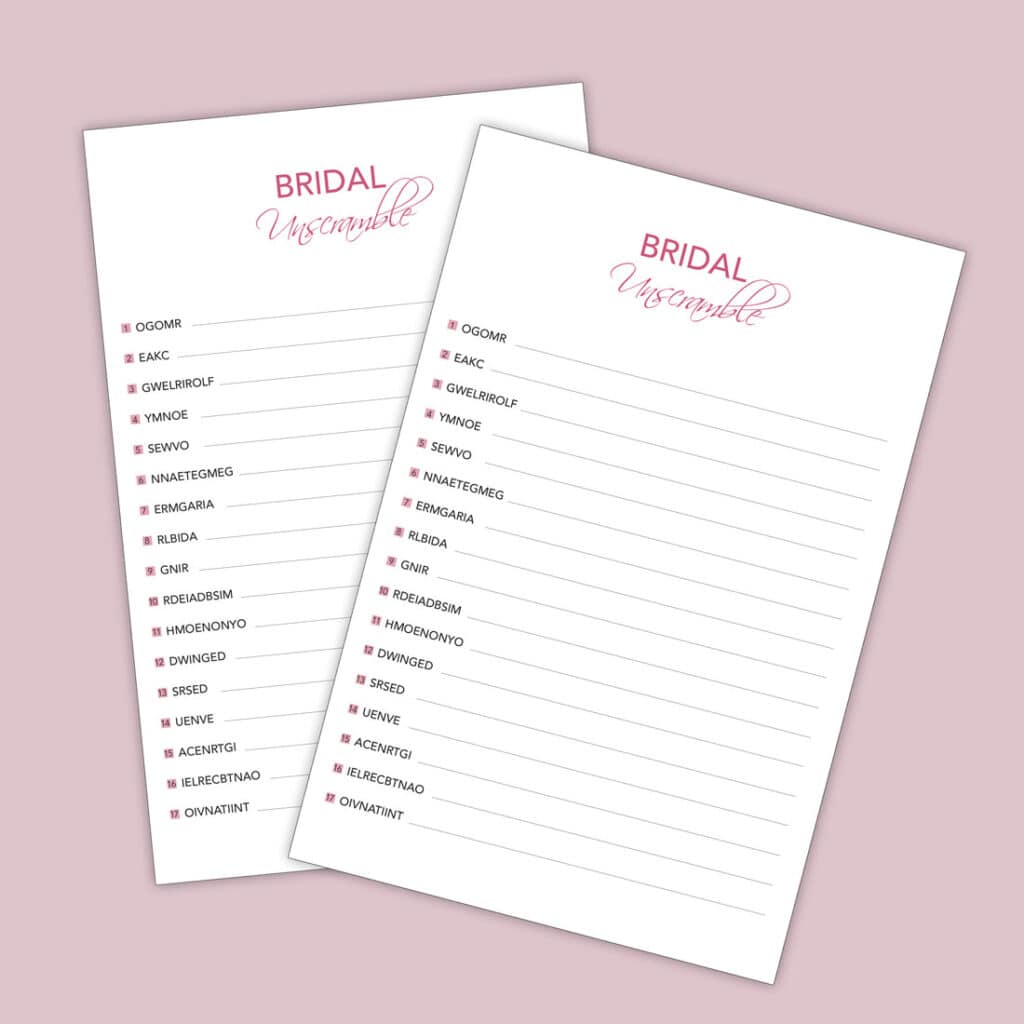 bridal unscramble