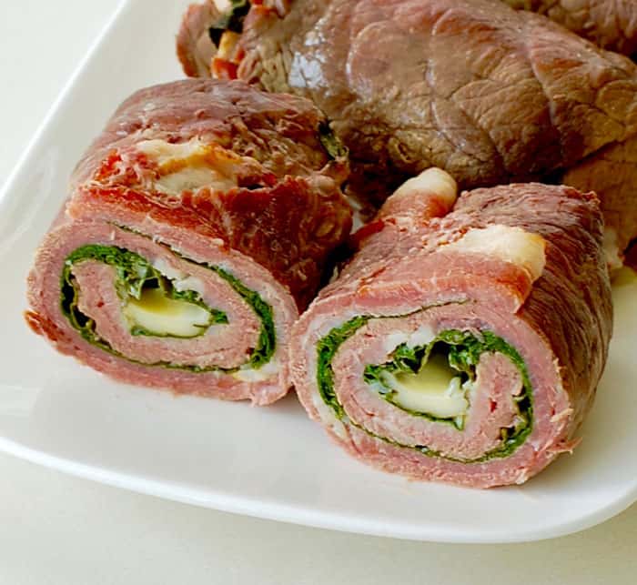 Beef, Bacon, Spinach Cheese Rolls