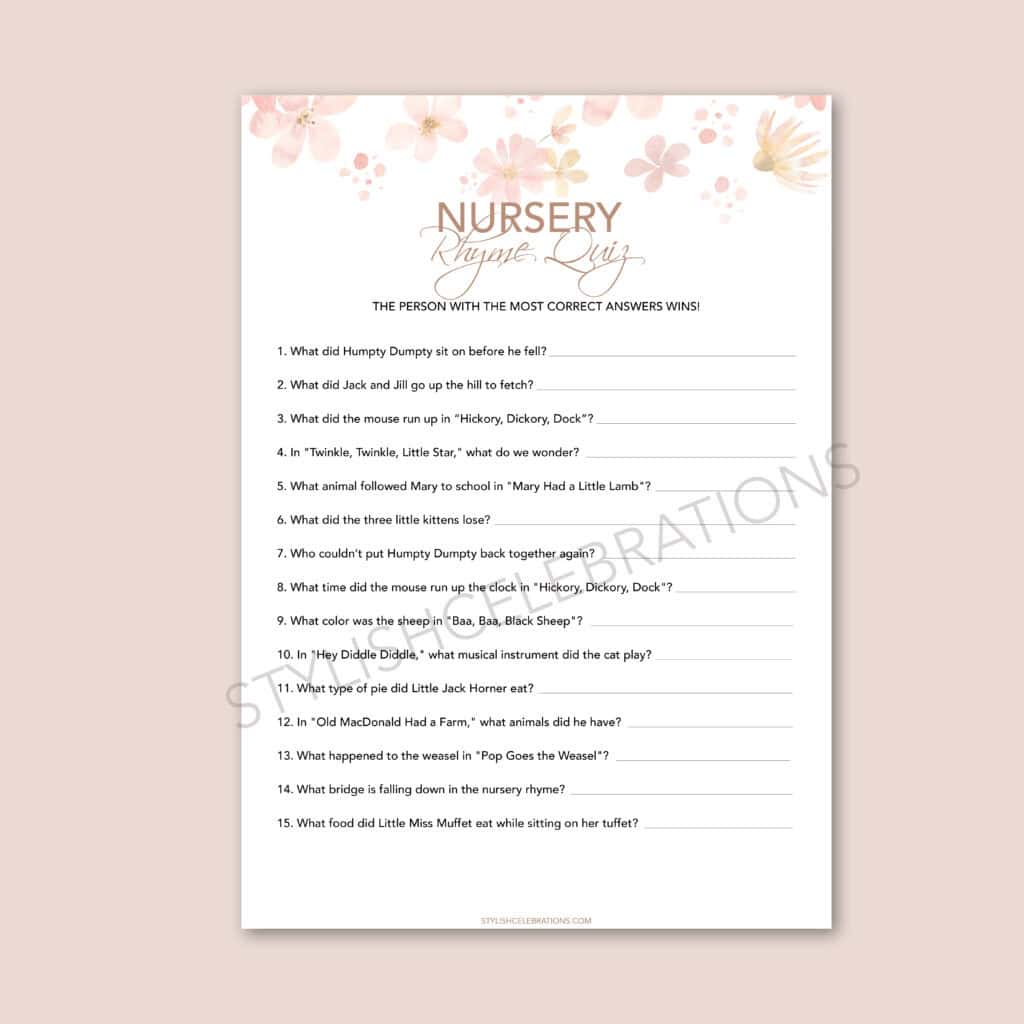 Nursery Rhyme Quiz