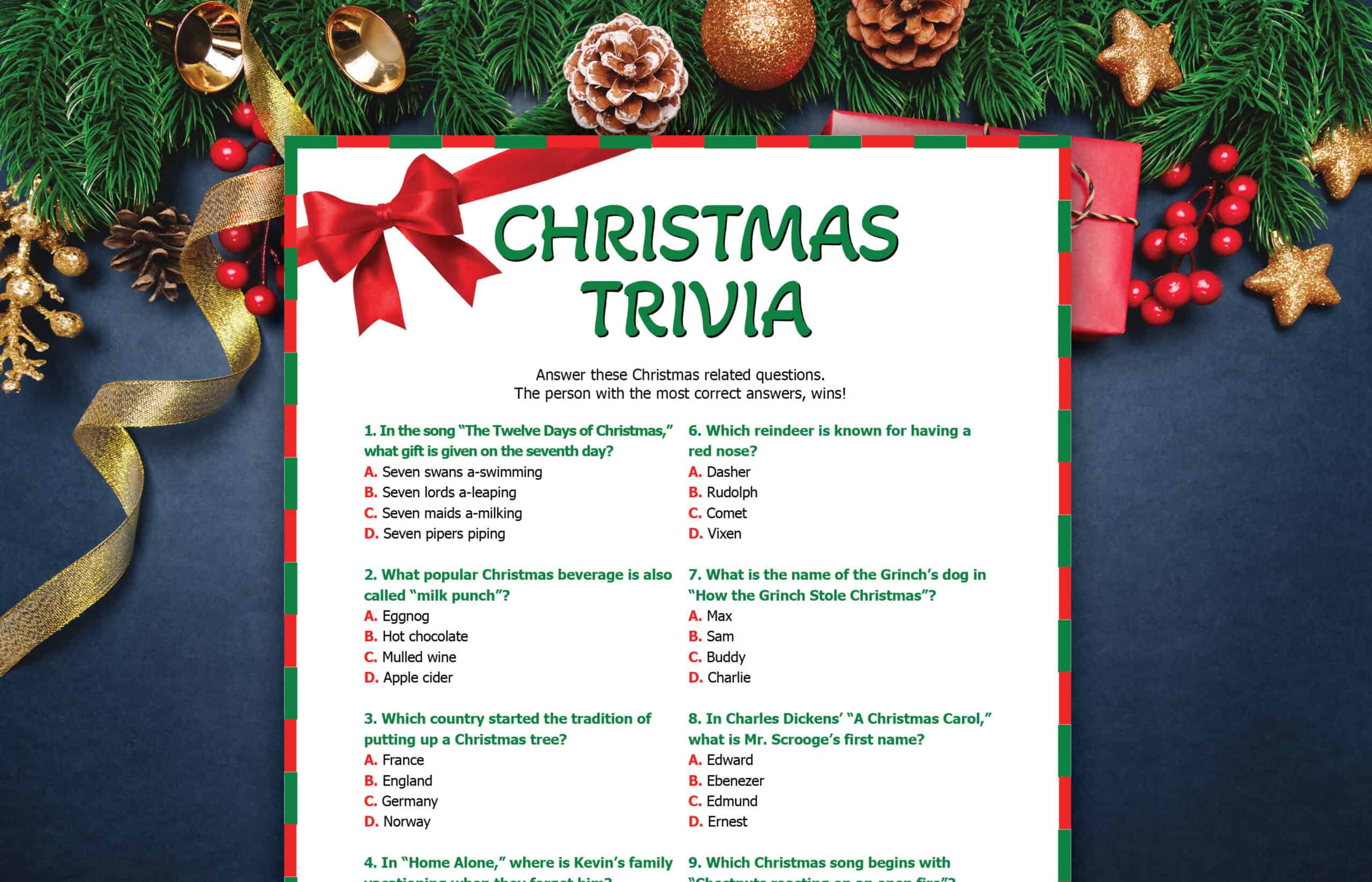 Free Christmas Trivia Printable
