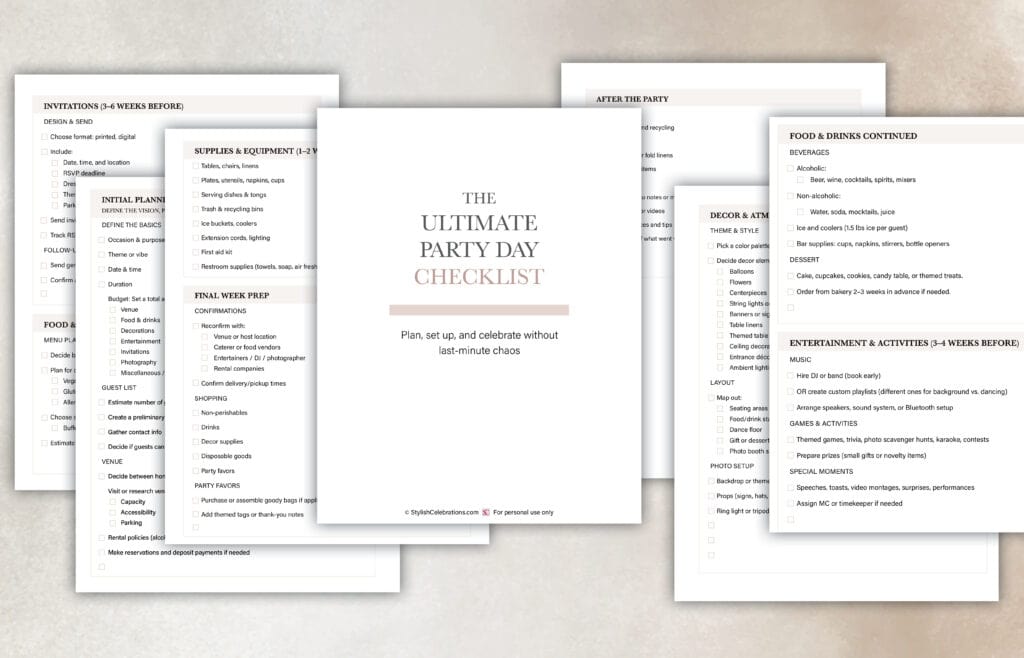 FREE seven-page Party Planning Checklist