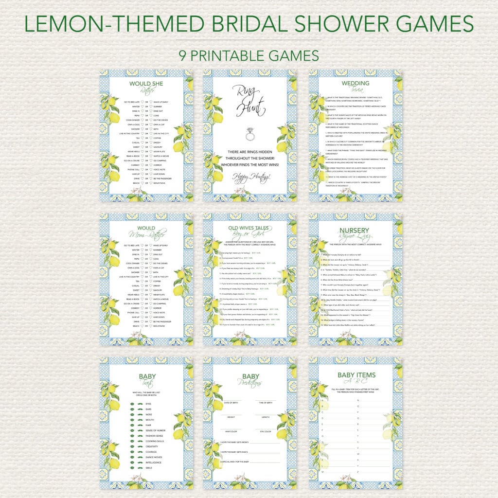 Lemon-Themed Bridal Games