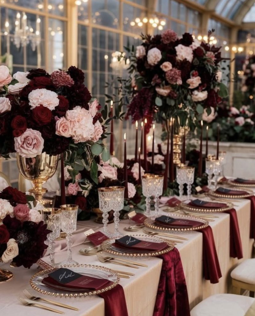 Cranberry and gold