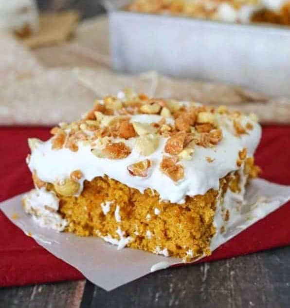 Pumpkin Toffee Poke Cake