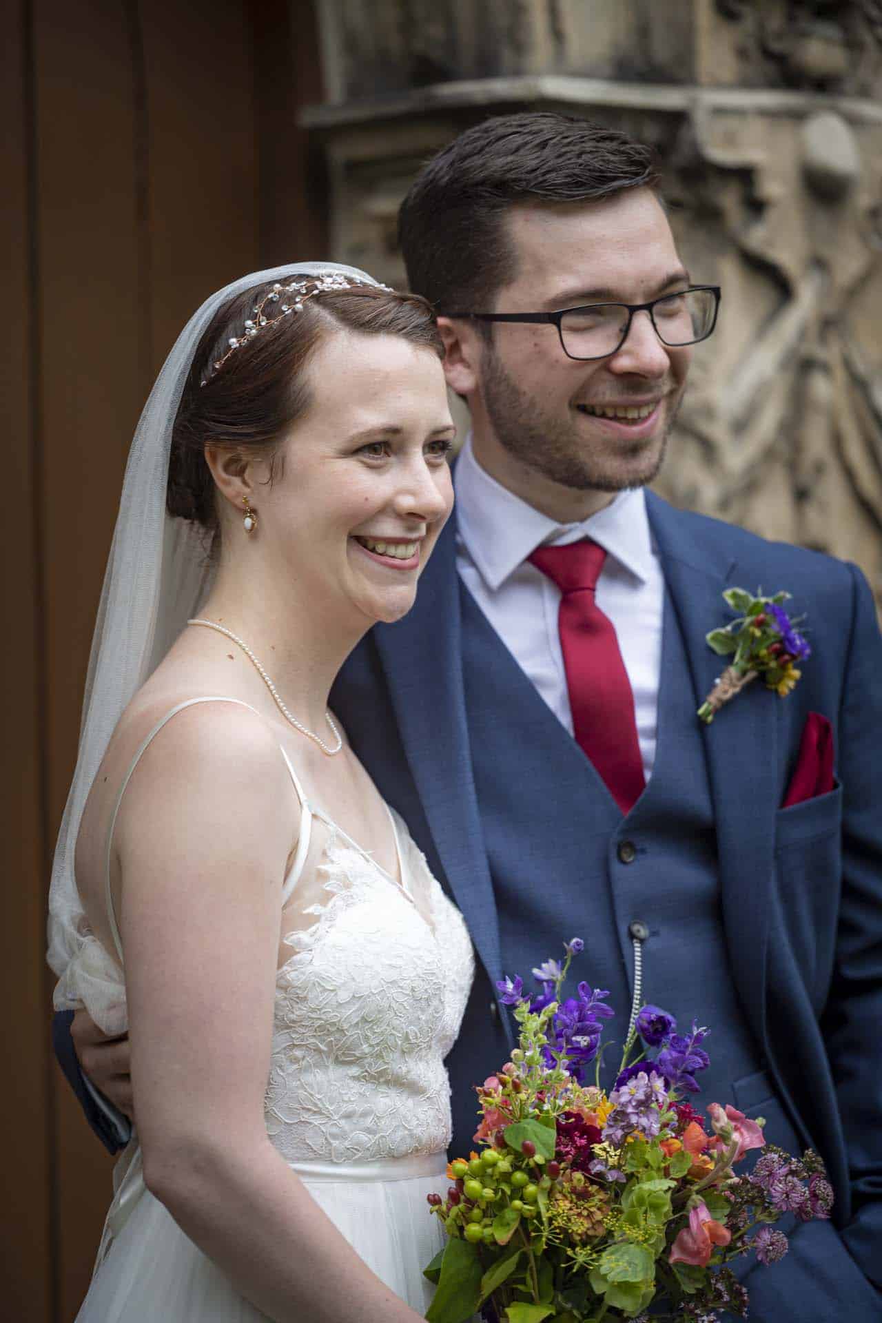 portraits of the bride and groom York Kings Manor wedding photographer
