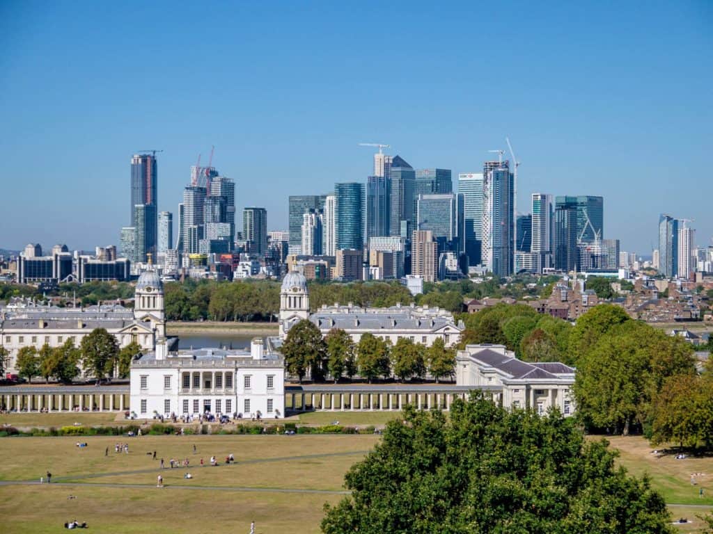 Canary Wharf from Greenwich London wedding photographer