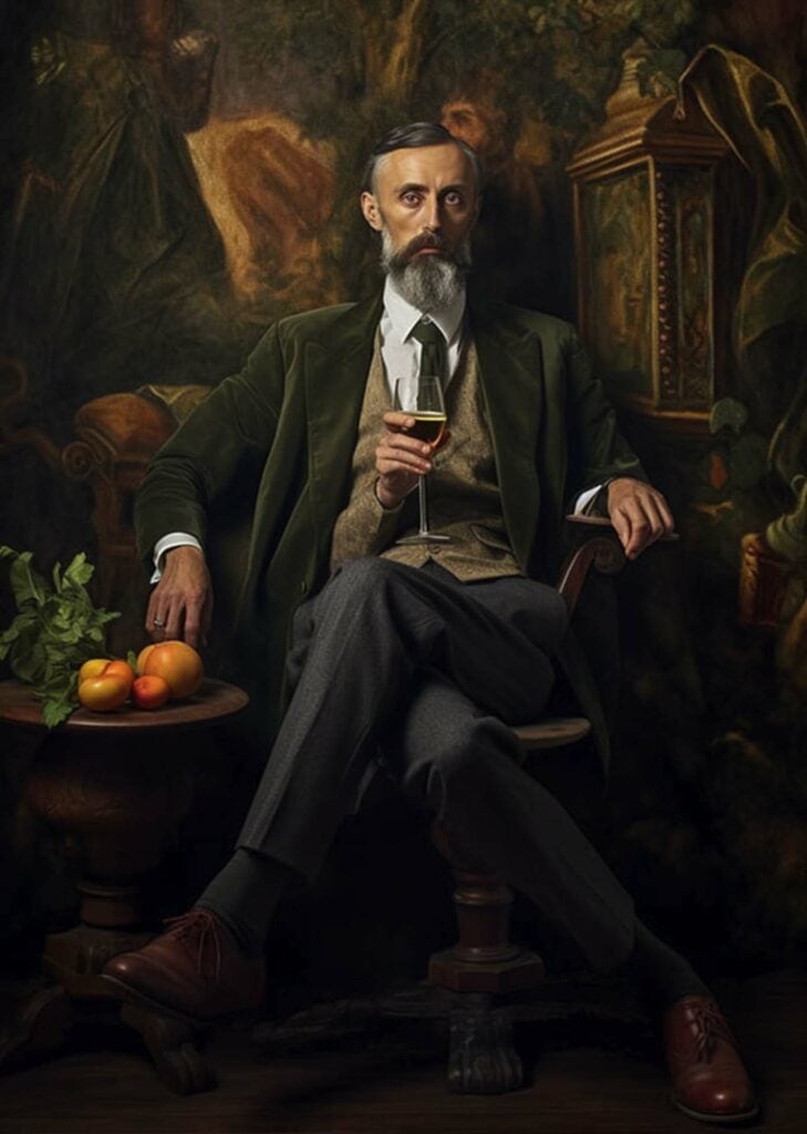 Three armed wine drinker AI photography painting fine art bromley