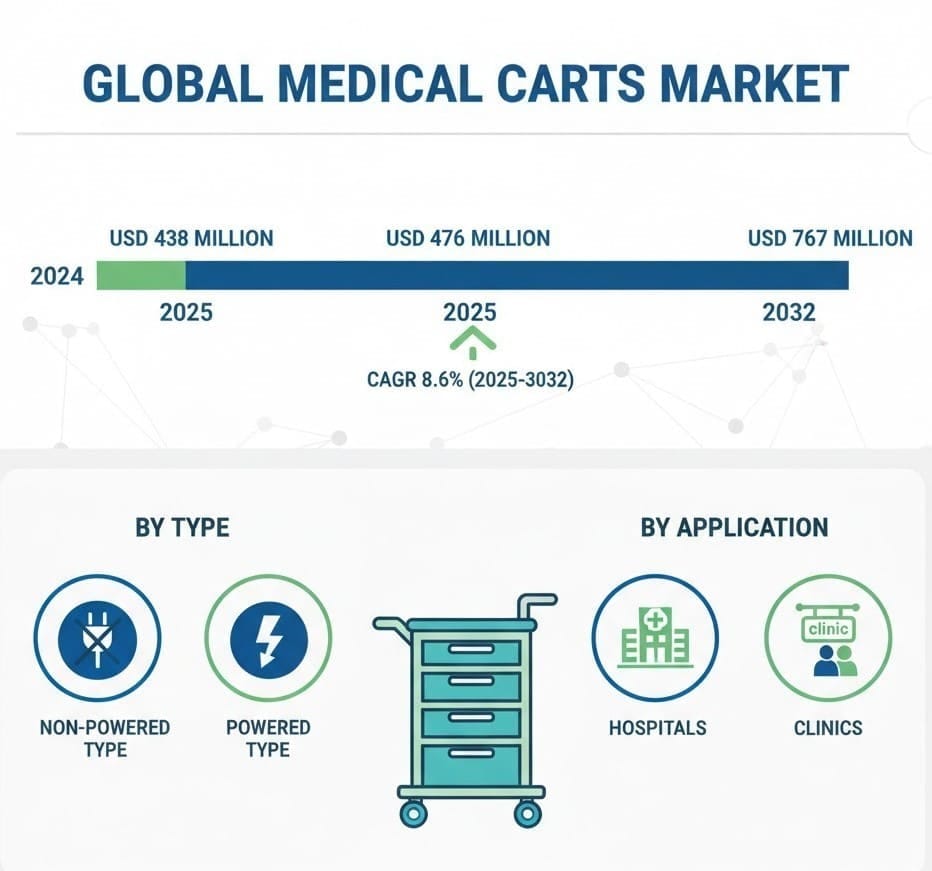Global Medical Carts Market Growth Analysis: USD 767 Million by 2032 at 8.6% CAGR