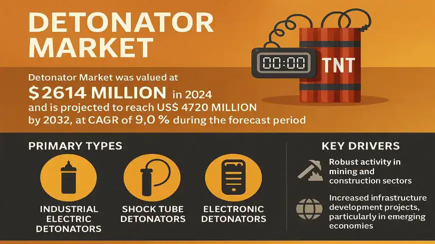Detonator Market Size, Top Trends & Key Players Driving Controlled Blasting Growth by 2032