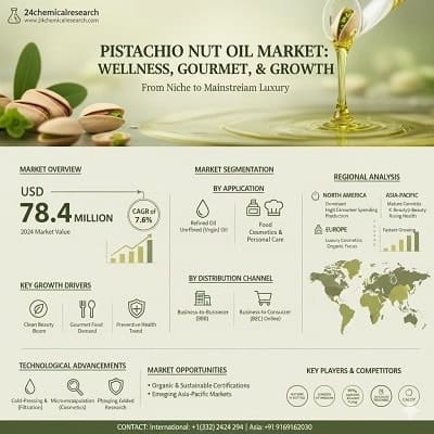 Global Pistachio Nut Oil Market to Reach USD 152.3 Million by 2032: Rising Demand in Cosmetics and Gourmet Foods