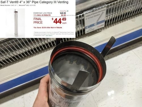 Category III vent at Menards