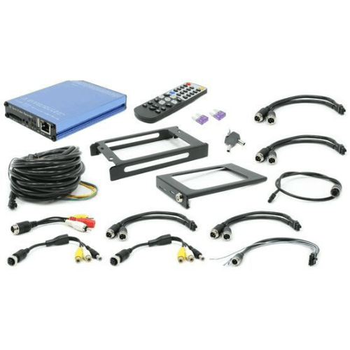 Wireless AV receiver and accessories for home entertainment setup.