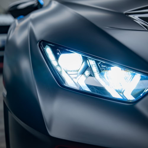 High-performance motorcycle headlight with sleek design and bright LED illumination. Perfect for mot.