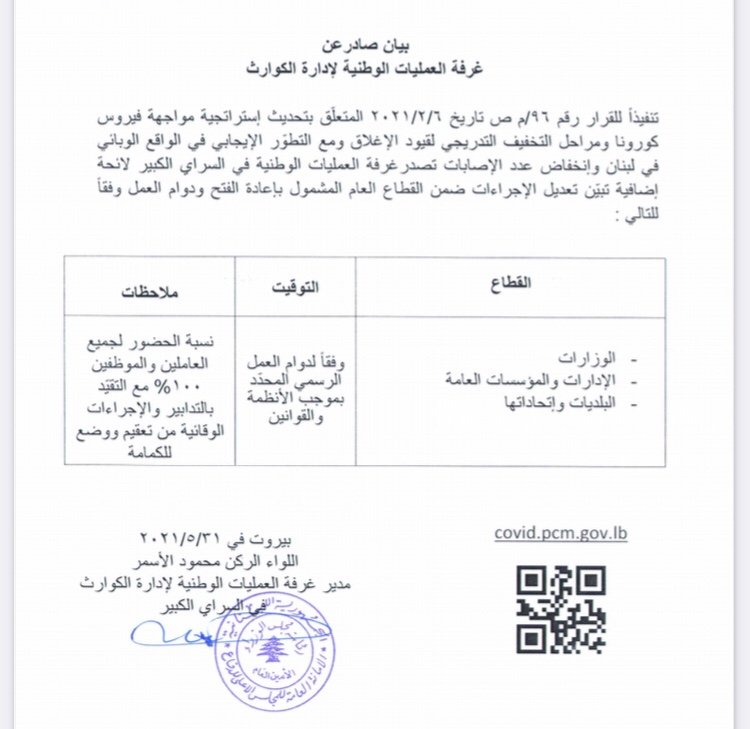 لائحة خاصة بتعديل دوام العمل ضمن القطاع العام
