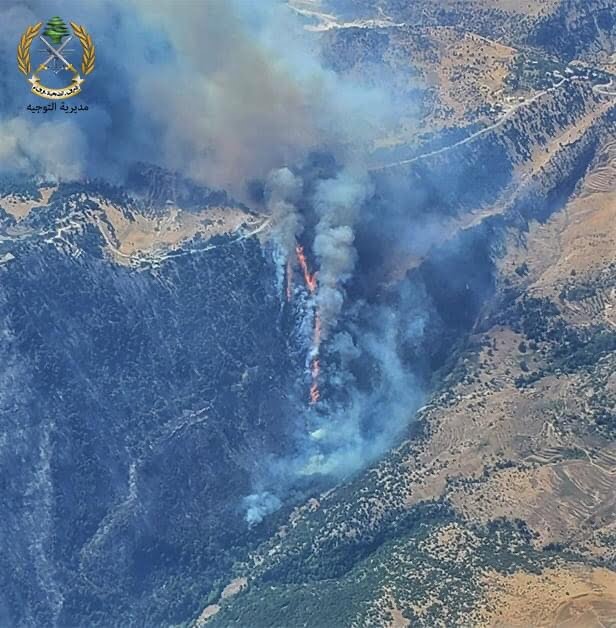 بالصور: طوافات الجيش وعناصره يعملون على اخماد الحرائق الهائلة