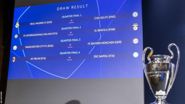 دوري أبطال أوروبا: تشيلسي يواجه ريال مدريد، ومانشستر سيتي أمام بايرن ميونيخ في ربع النهائي 1 دوري أبطال أوروبا: تشيلسي يواجه ريال مدريد، ومانشستر سيتي أمام بايرن ميونيخ في ربع النهائي
