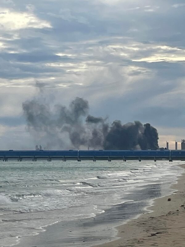 Fire engulfs buildings in Kwinana Industrial Area 1 Kwinana Industrial Area