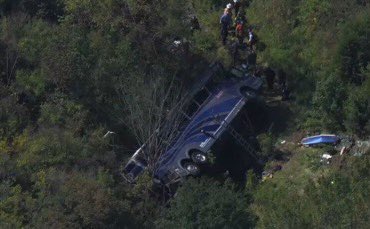 video: confirmed reports of multiple injuries following bus rollover in Orange County, NY