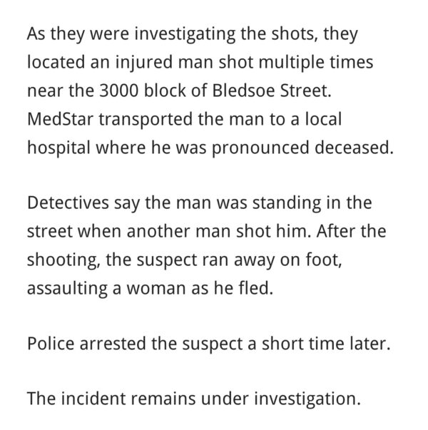 SUSPECT ARRESTED AFTER FATALLY SHOOTING MAN IN WEST 7TH AREA