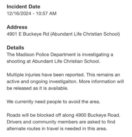 UPDATE: shooting at Abundant Life Christian School in Madison, Wisconsin; an active and ongoing investigation