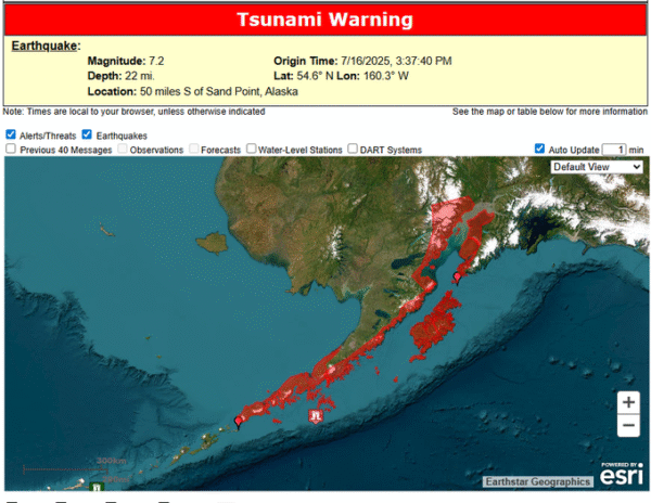 🔴 ÚLTIMA HORA: Terremoto de magnitud 7.2 sacude la península de Alaska; se emite alerta de tsunami 1 terremoto en Alaska