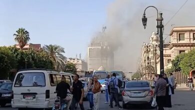 حريق ضخم في مبنى سنترال رمسيس وسط القاهرة والدفاع المدني يتدخل