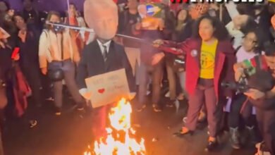 Video: Protesters Burn Trump Effigy During Demonstration in São Paulo