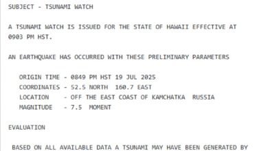 Tsunami Possible After 7.5 Earthquake in Russia’s Kamchatka — Hawaii on Alert
