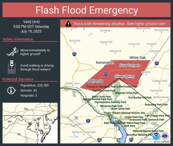 Montgomery County Flash Flood Warning Triggers Emergency for Over 220,000 People Including DC Area 1 Montgomery County flash flood warning