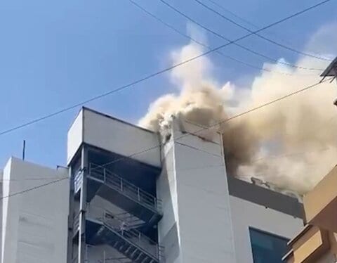 بالفيديو: حريق كبير يضرب فندقًا في المشرفية قرب العاملية 1 المشرفية