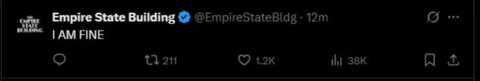 Empire State Building on X/Twitter after 3.0 magnitude earthquake strikes New York City area