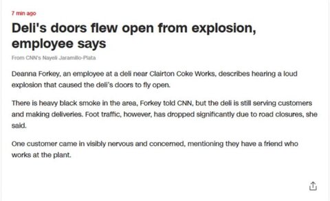 Pennsylvania Deli Employee Recalls Loud Explosion Near U.S. Steel Clairton Coke Works