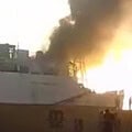 بالفيديو: حريق على متن باخرة في مرفأ بيروت