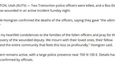 Tremonton Utah Shooting Update 2 Police Officers Killed Deputy Injured