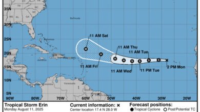 New Tropical Storm Erin Emerges in Eastern Atlantic with 45 mph Winds