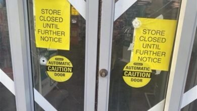 Photos show bullet holes on the CVS from the Atlanta, Georgia shooting Friday