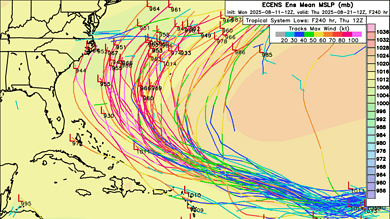 Storm Track Moves West in Latest EPS Run — East Coast and Bermuda on Alert