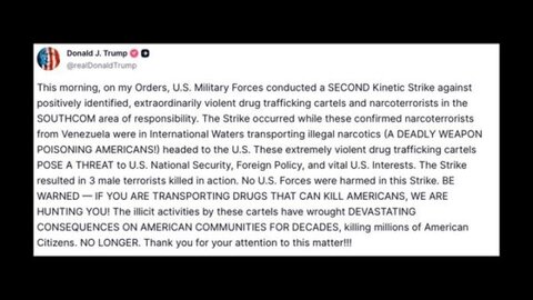 Trump Announces Second U.S. Military Strike Against Violent Drug Cartels in SOUTHCOM